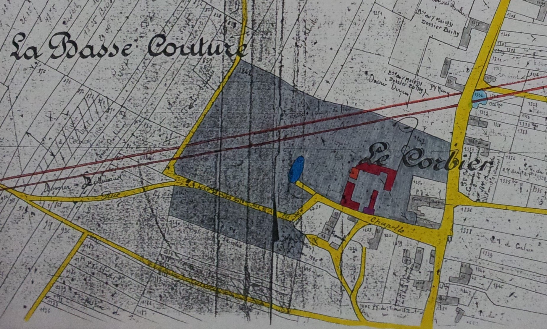 Tracé de la N304Le tracé de la N304 décidé en 1933 coupera le domaine du Corbier; Elle sera absorbée par la N4 en 1949.