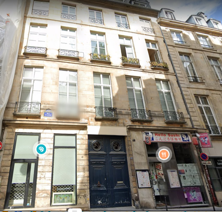 Logement1796 -  43 rue Sainte-Anne - Hôtel de la République de Gènes, Paris Augustin François de Silvestre, Anne Charlotte Sophie de Silvestre (veuve Bonnard) 