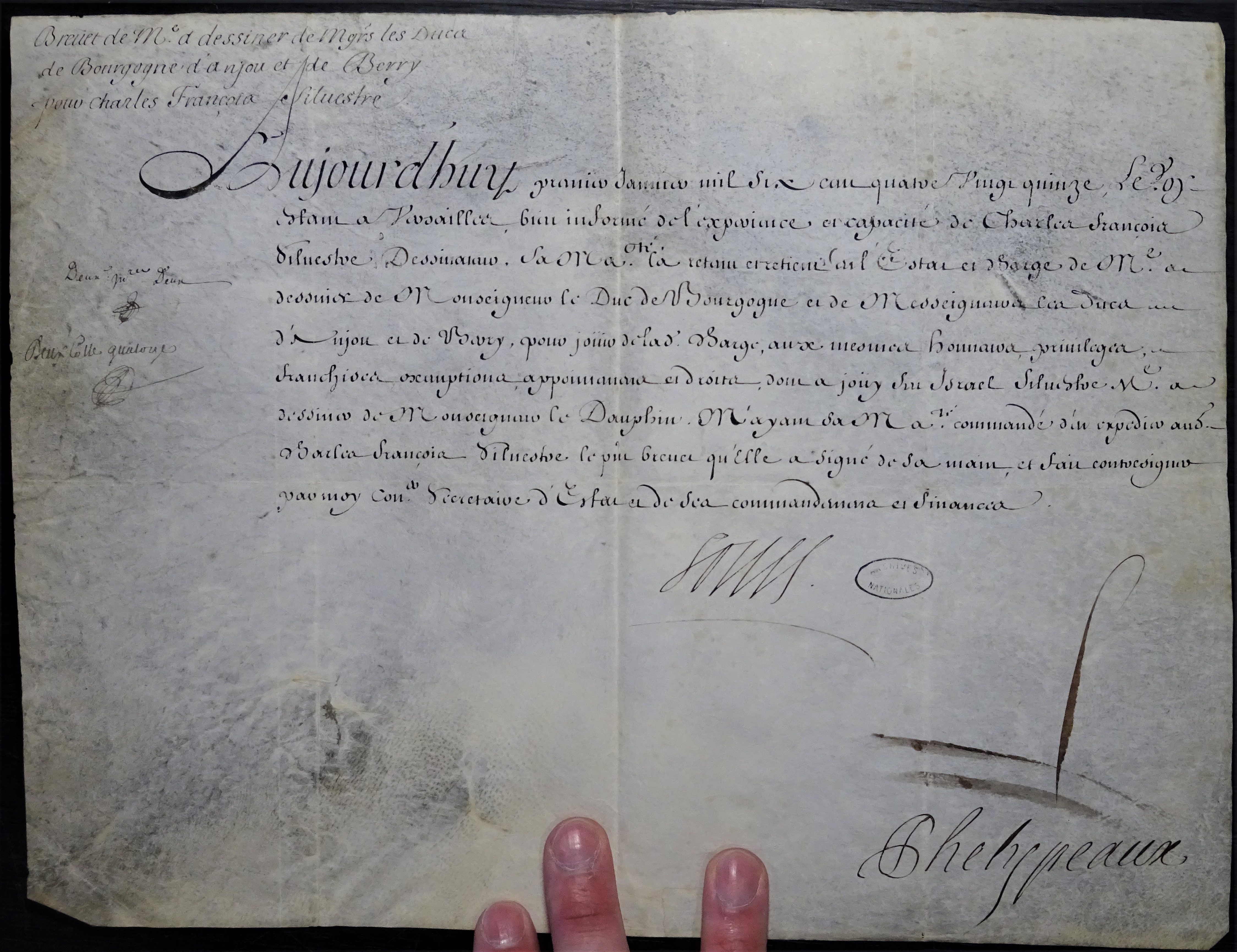 Brevet de maître à dessiner des ducs de Bourgogne, d