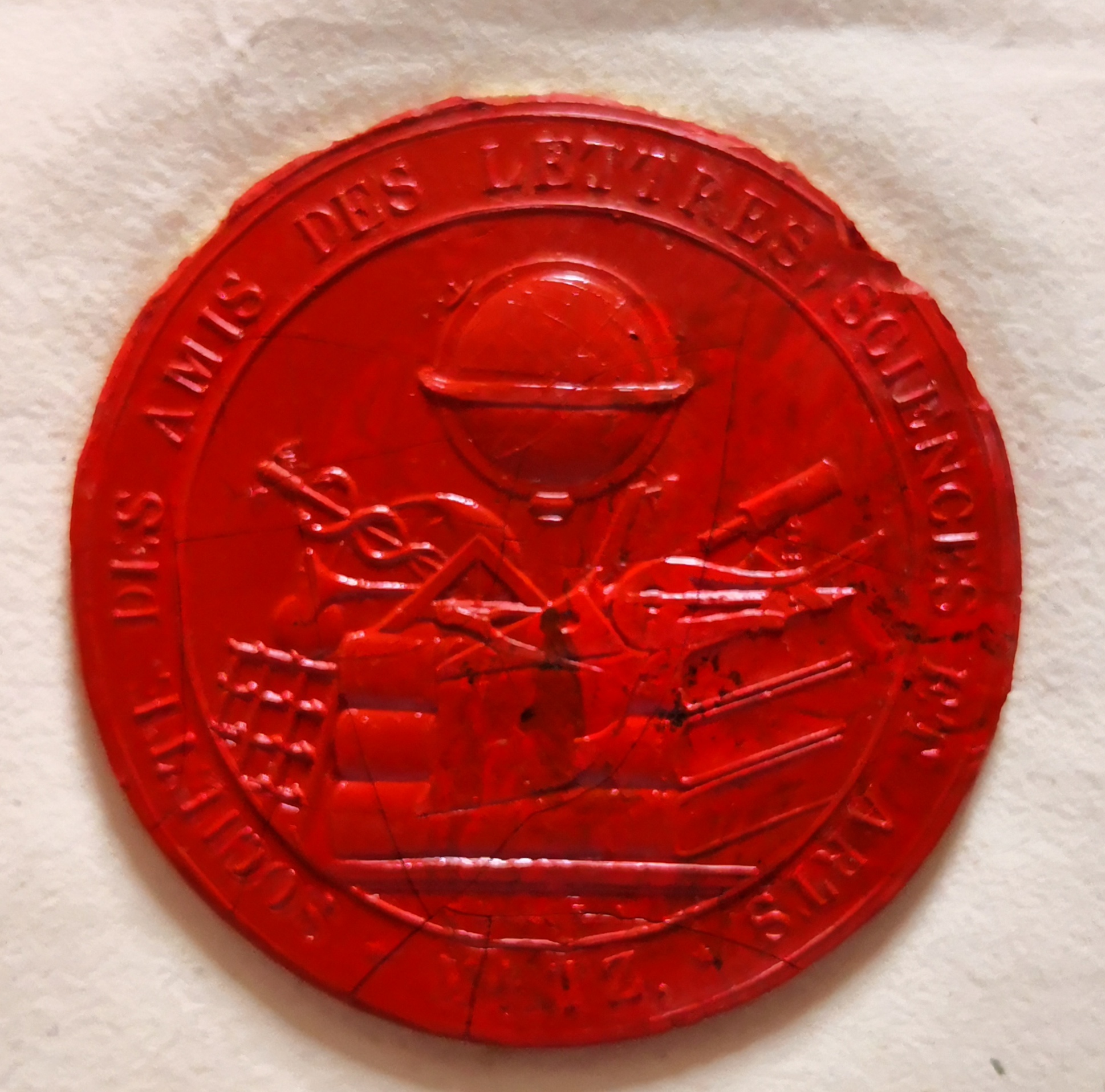  Diplôme de membre honnoraire de la Société des Amis des Lettres, Sciences et Arts de Metz décerné à Augustin-François de Silvestre - Sceau
