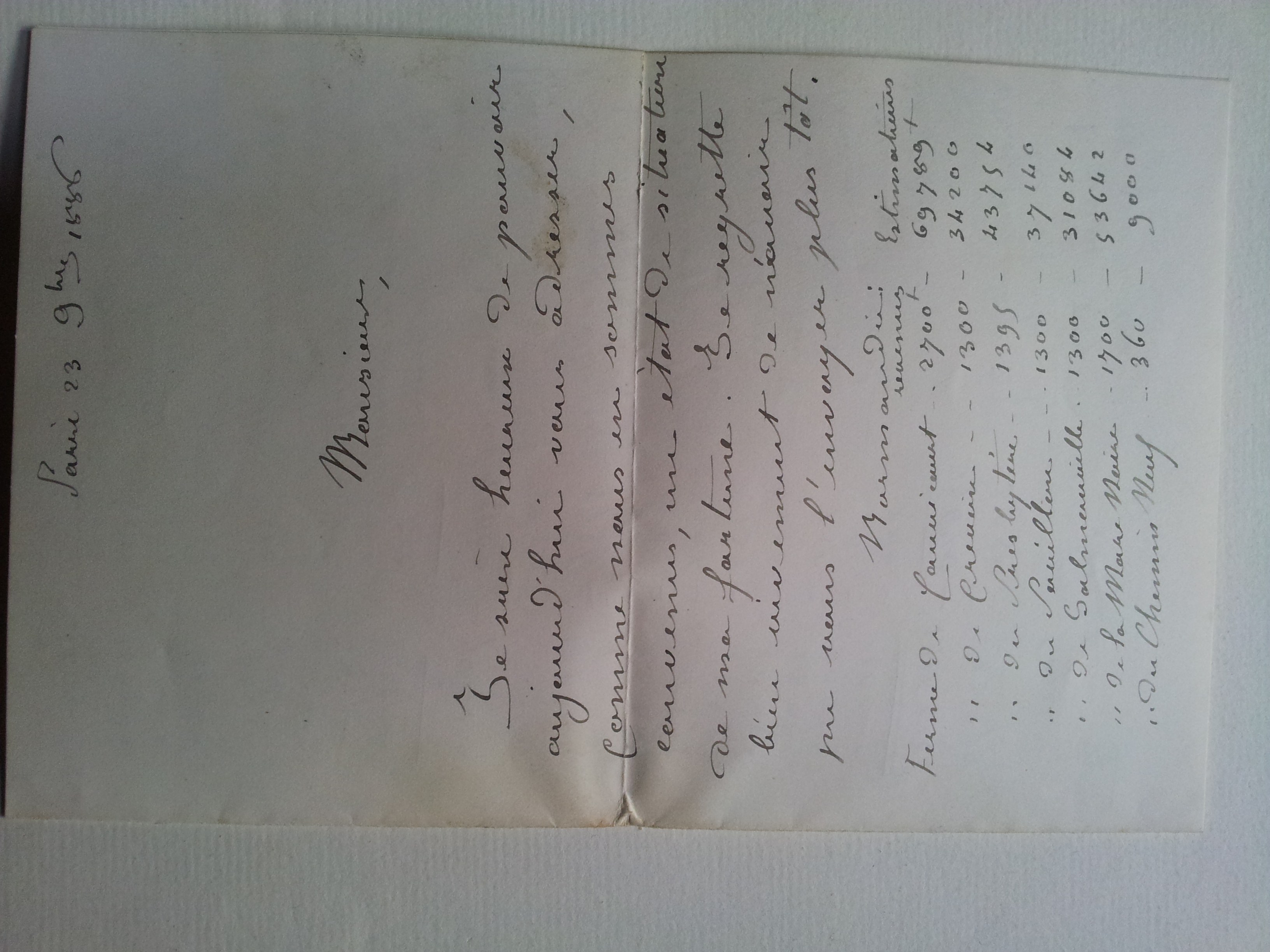  Etat de la Fortune de Franz de Silvestre à M. d