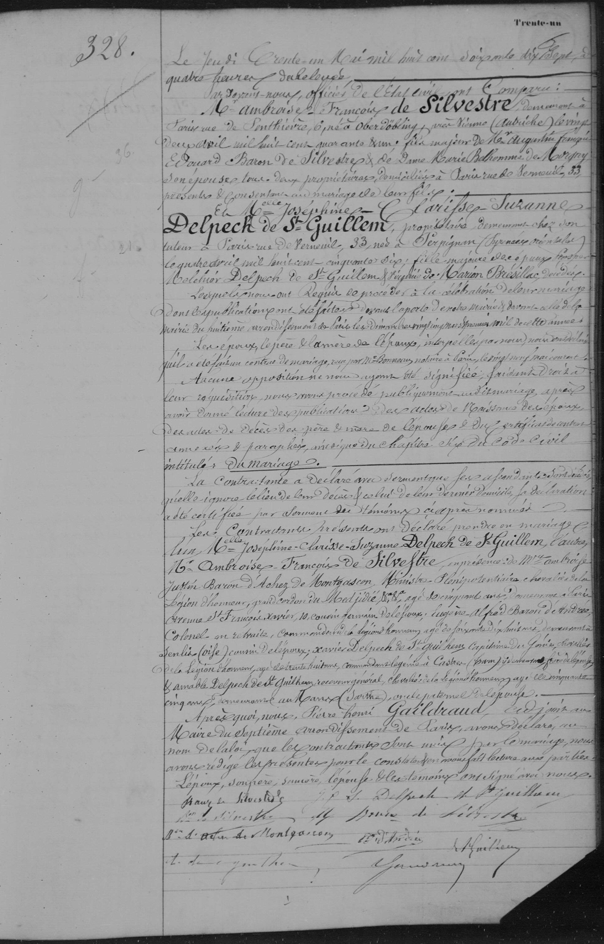  Mariage avec  Suzanne Delpech de Saint Guilhem - Document 1