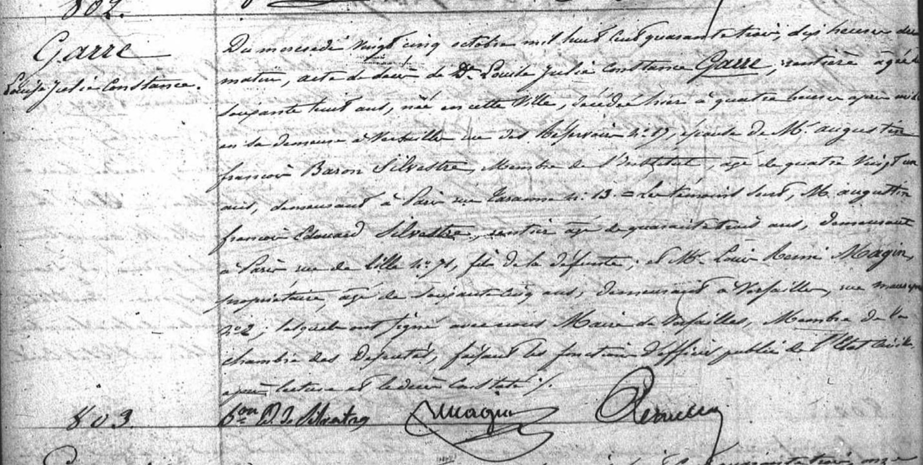  Acte de décès de Louis Juie Constance Garre, épouse d
