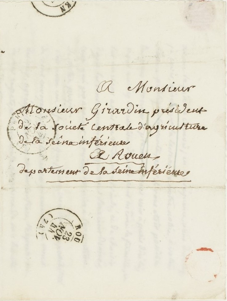  Lettre de Augustin-François de Silvestre à Jean Girardin - Adresse