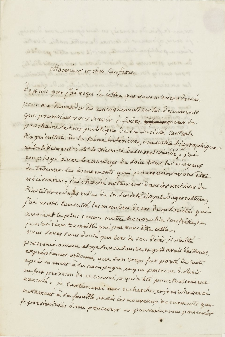  Lettre de Augustin-François de Silvestre à Jean Girardin - Recto
