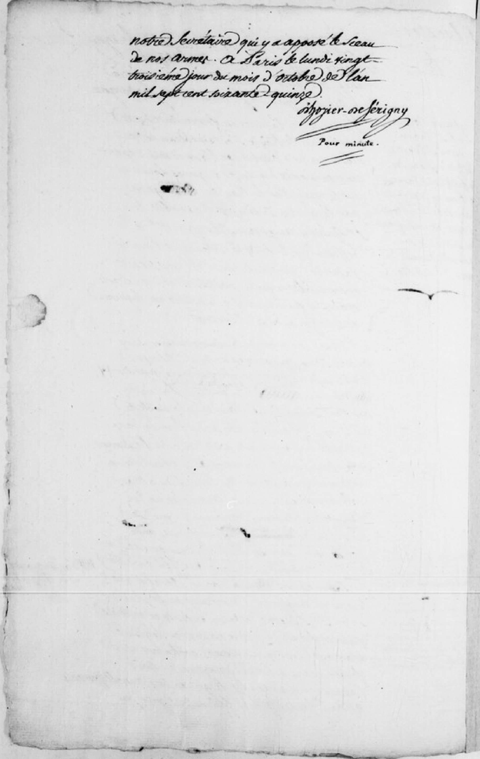  Réglement des armes de Jacques-Augustin de Silvestre - Verso