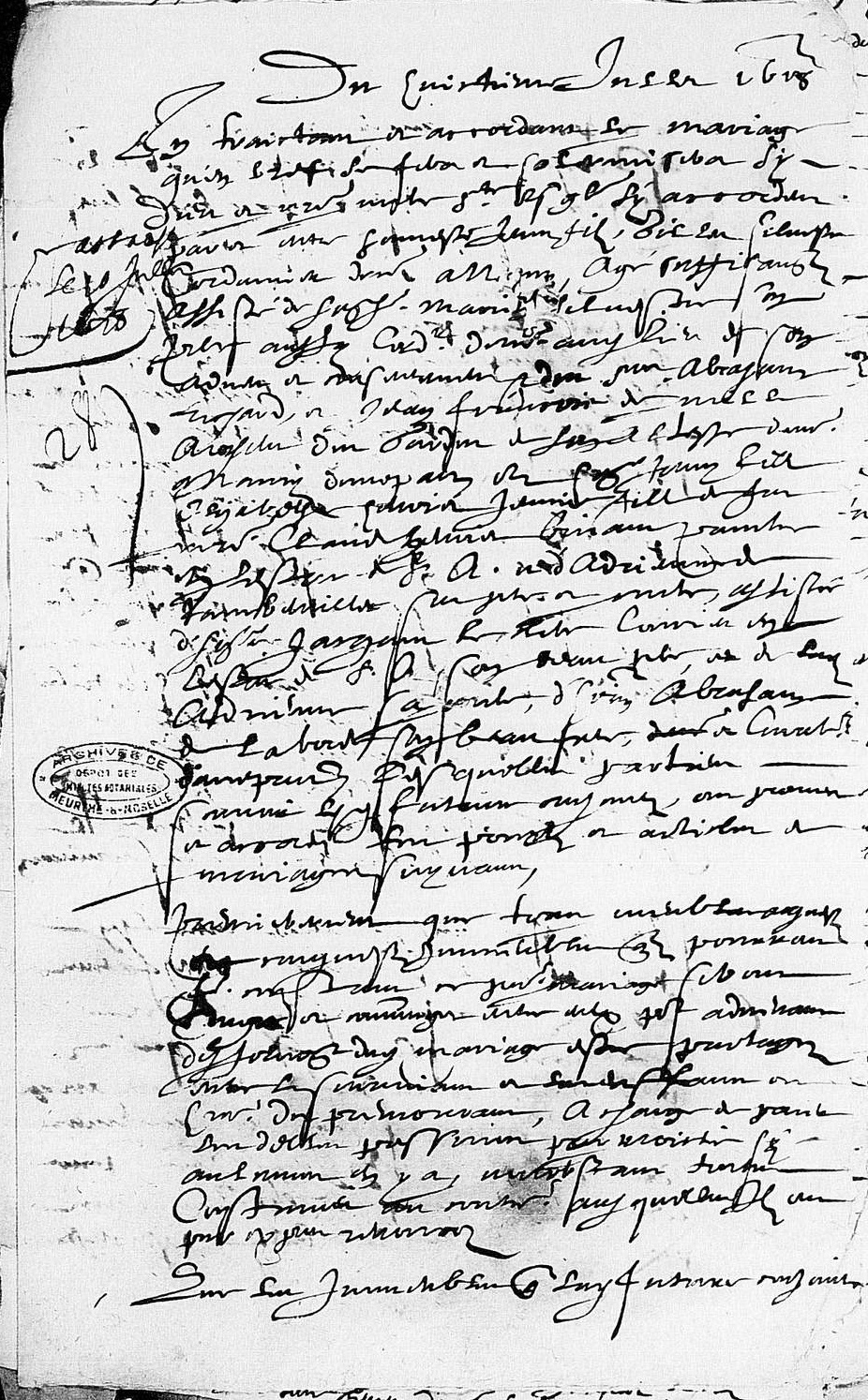  Contrat de mariage entre Gilles Silvestre et Elisabeth Henriet - Page 1