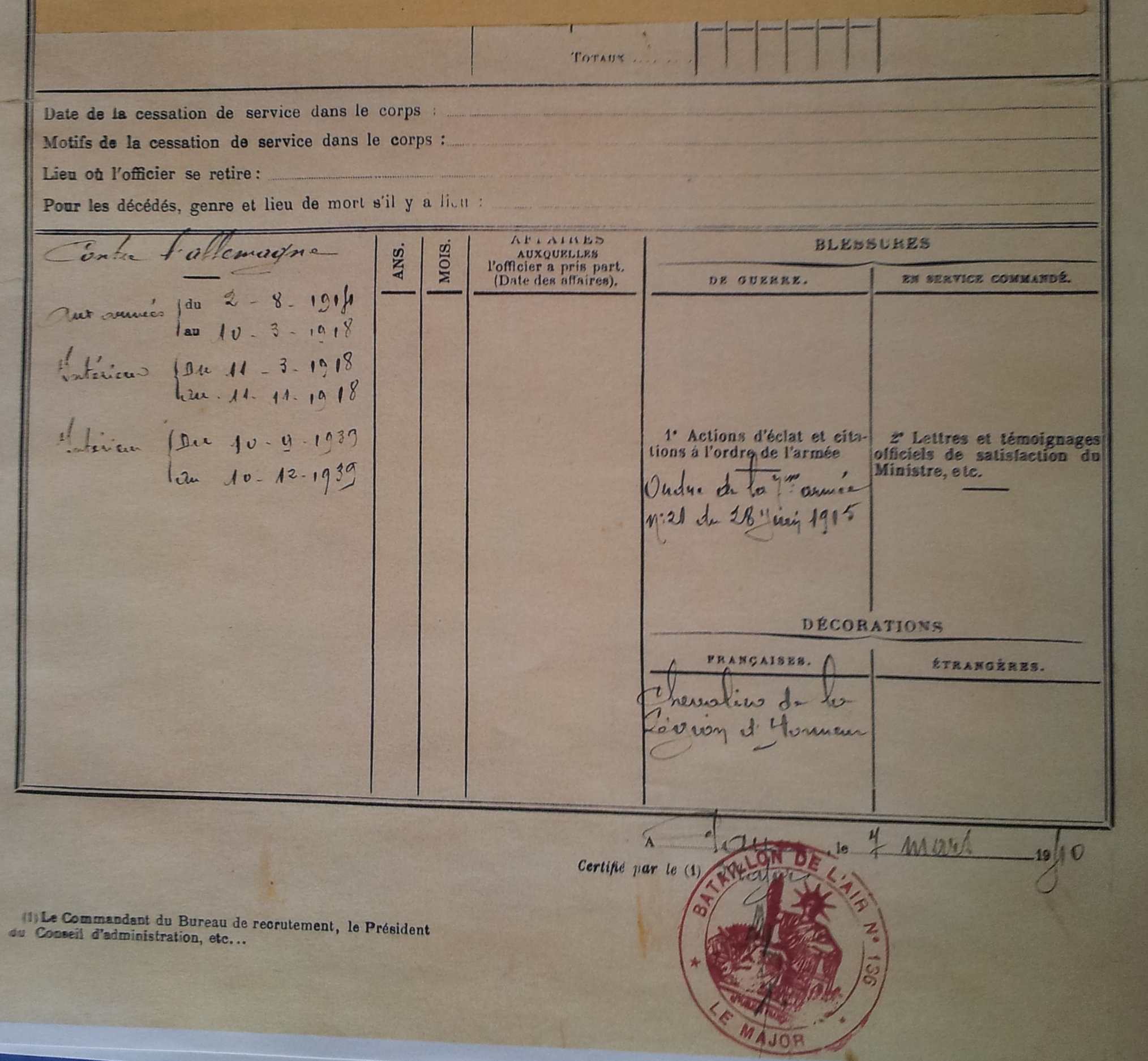 Etats de service de Jacques de SILVESTRE - Page 3