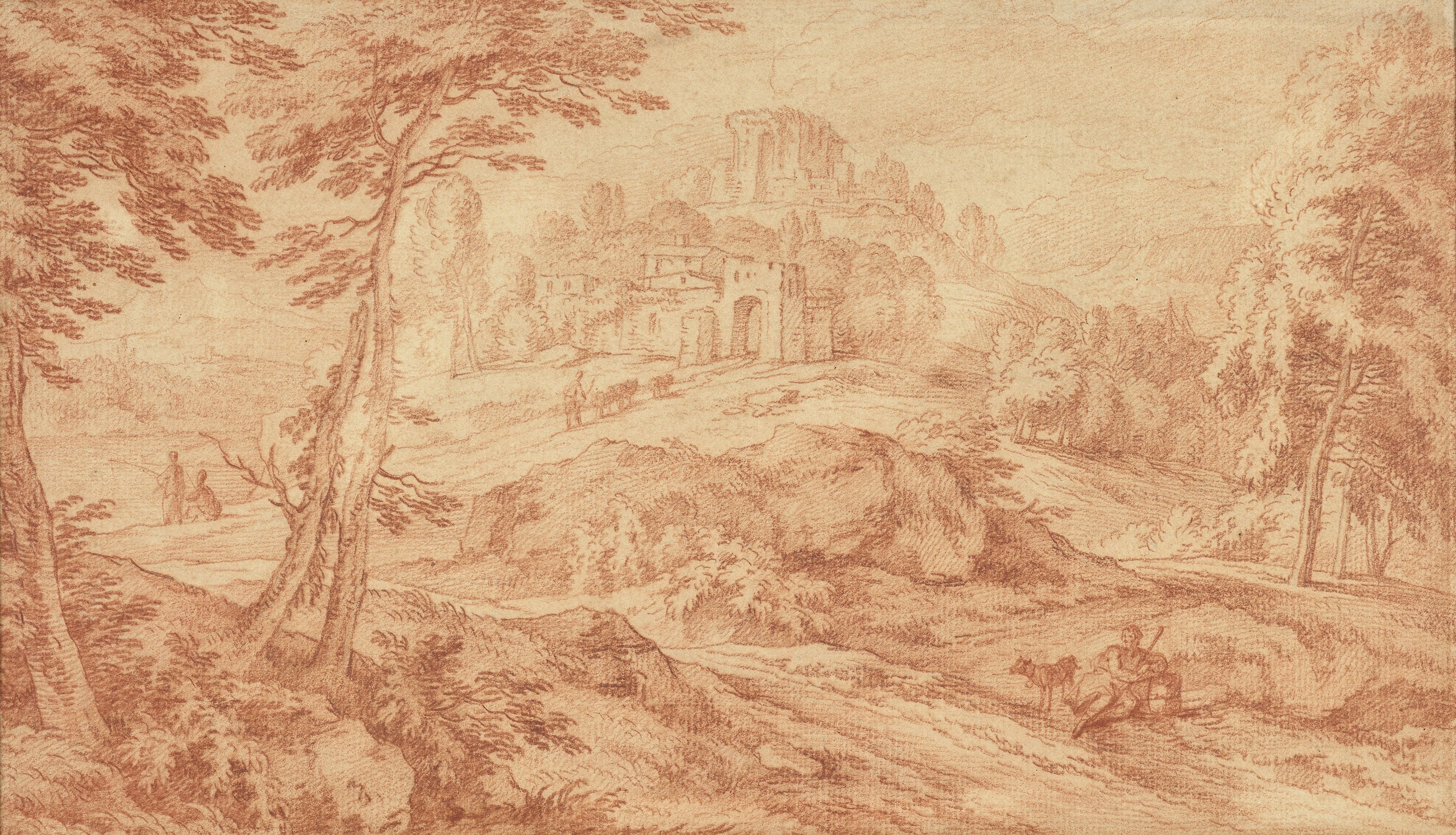 Paysage rocheux animé de personnages 