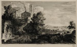 Village au pied duquel il y a une fontaine par Louis Silvestre - Charles-François Silvestre