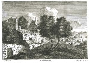 Hameau surplombant une ville en bord de mer par Louis Silvestre - Charles-François Silvestre