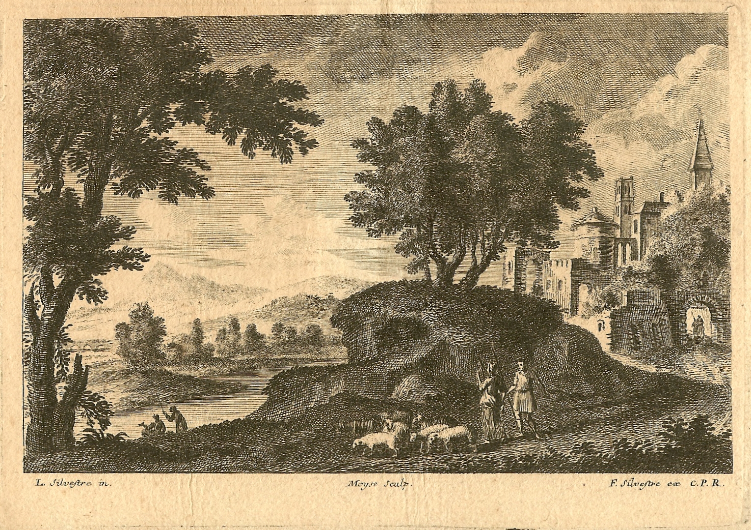 Bergers sur le chemin menant du village à la rivière