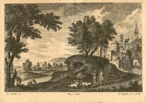 Bergers sur le chemin menant du village à la rivière par Louis Silvestre - Charles-François Silvestre