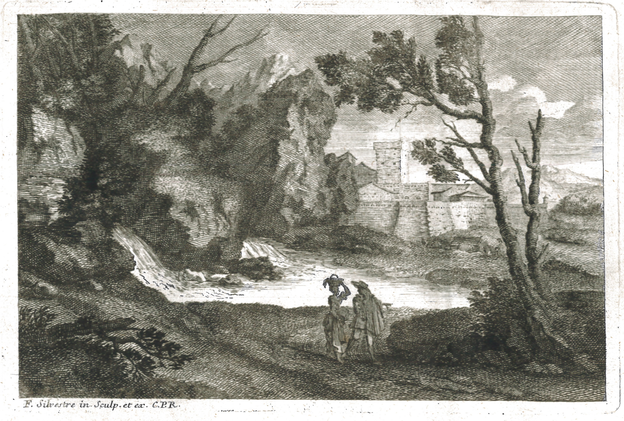 Forteresse derrière une cascade