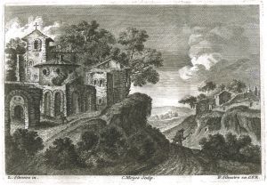Villages de chaque côté d'une vallée escarpée par Louis Silvestre - Charles-François Silvestre