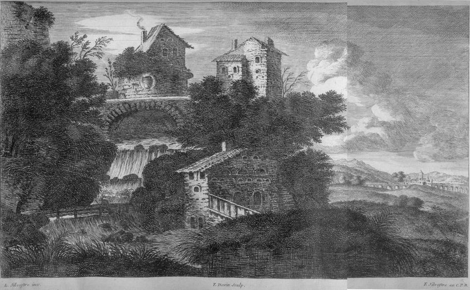 Hameau surplombant une cascade 