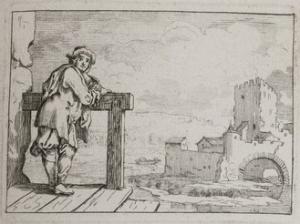 Jeune homme accoudé sur une rembarde par Charles-François Silvestre