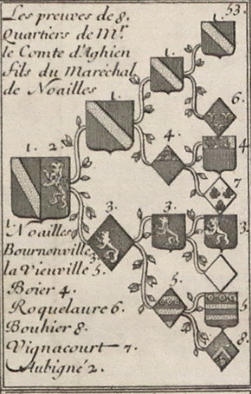 53 Les preuves de 8 quartiers de Mr le Comte d'Aghien