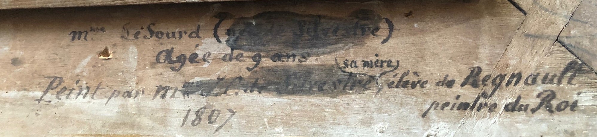 Adélaïde Louise de Silvestre à 9 ans par constence Garre en 1807 - inscription au dos