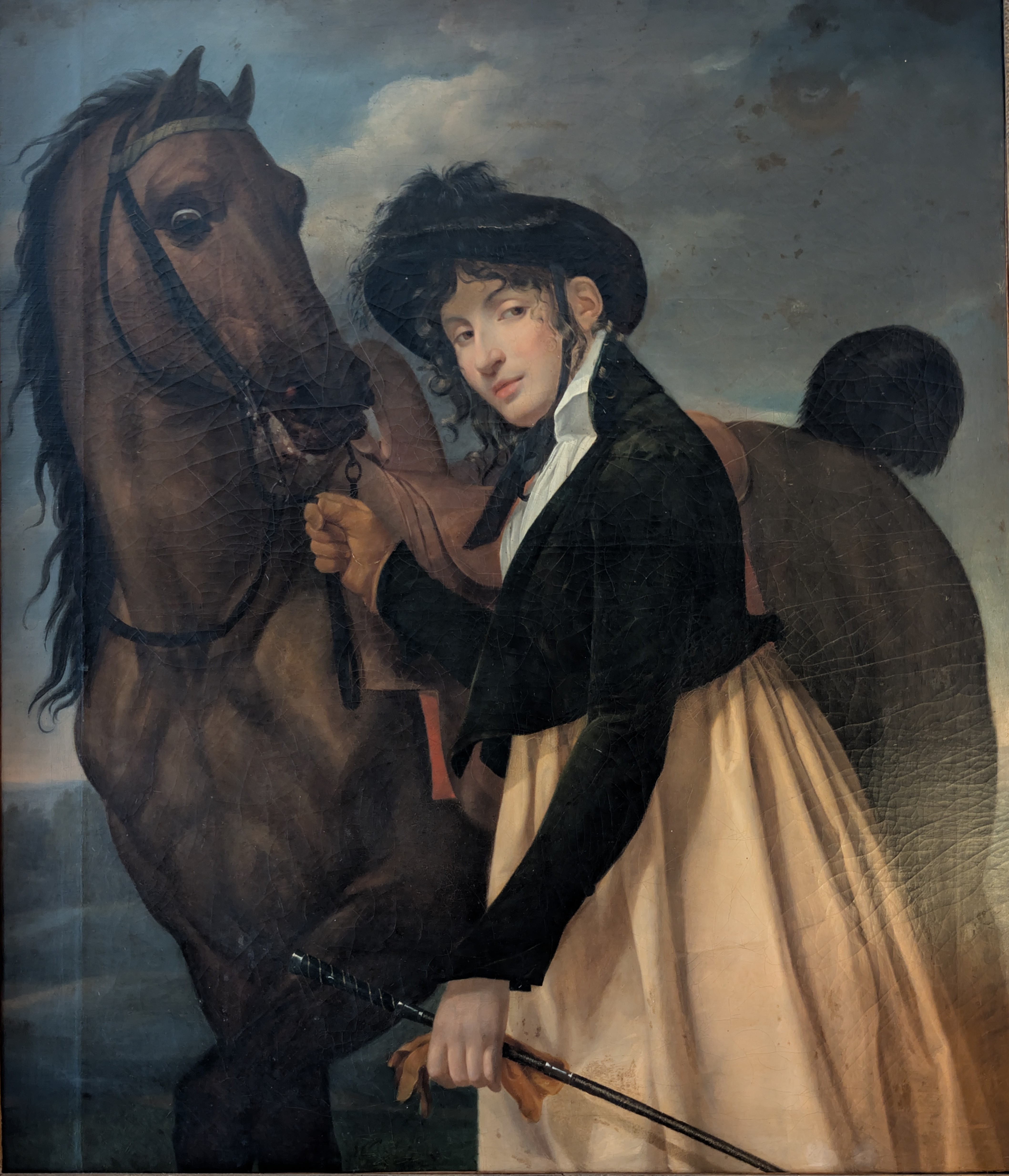 Maria Belhomme de Morgny1807 - 1885&Eacute;pouse d'&Eacute;douard de Silvestre.Le cheval serait de Carle Verner, le portrait de son école.