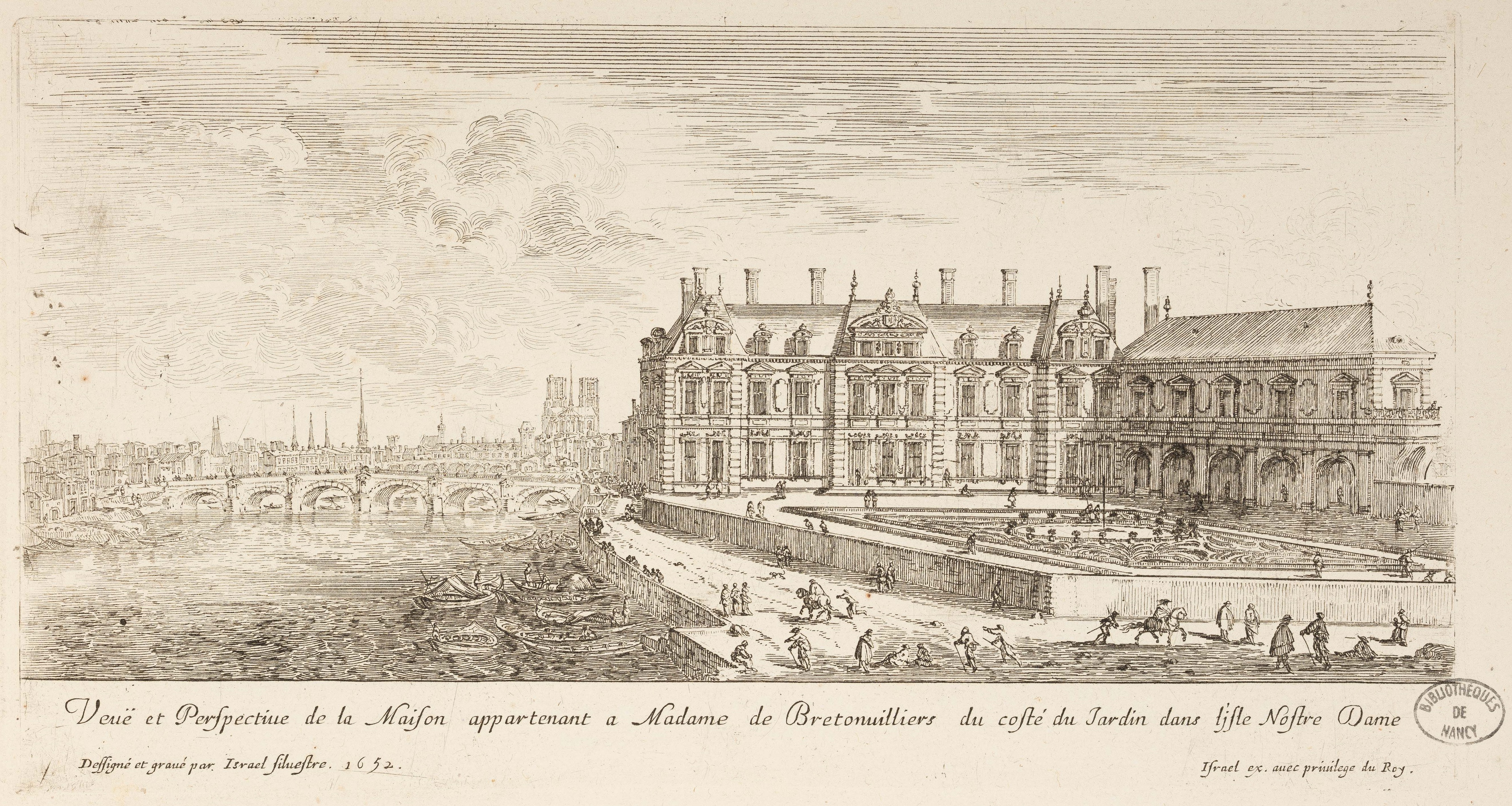 Israël Silvestre : Veuë et Perspective de la Maison appartenant a Madame de Bretonuilliers du costé du Jardin dans l