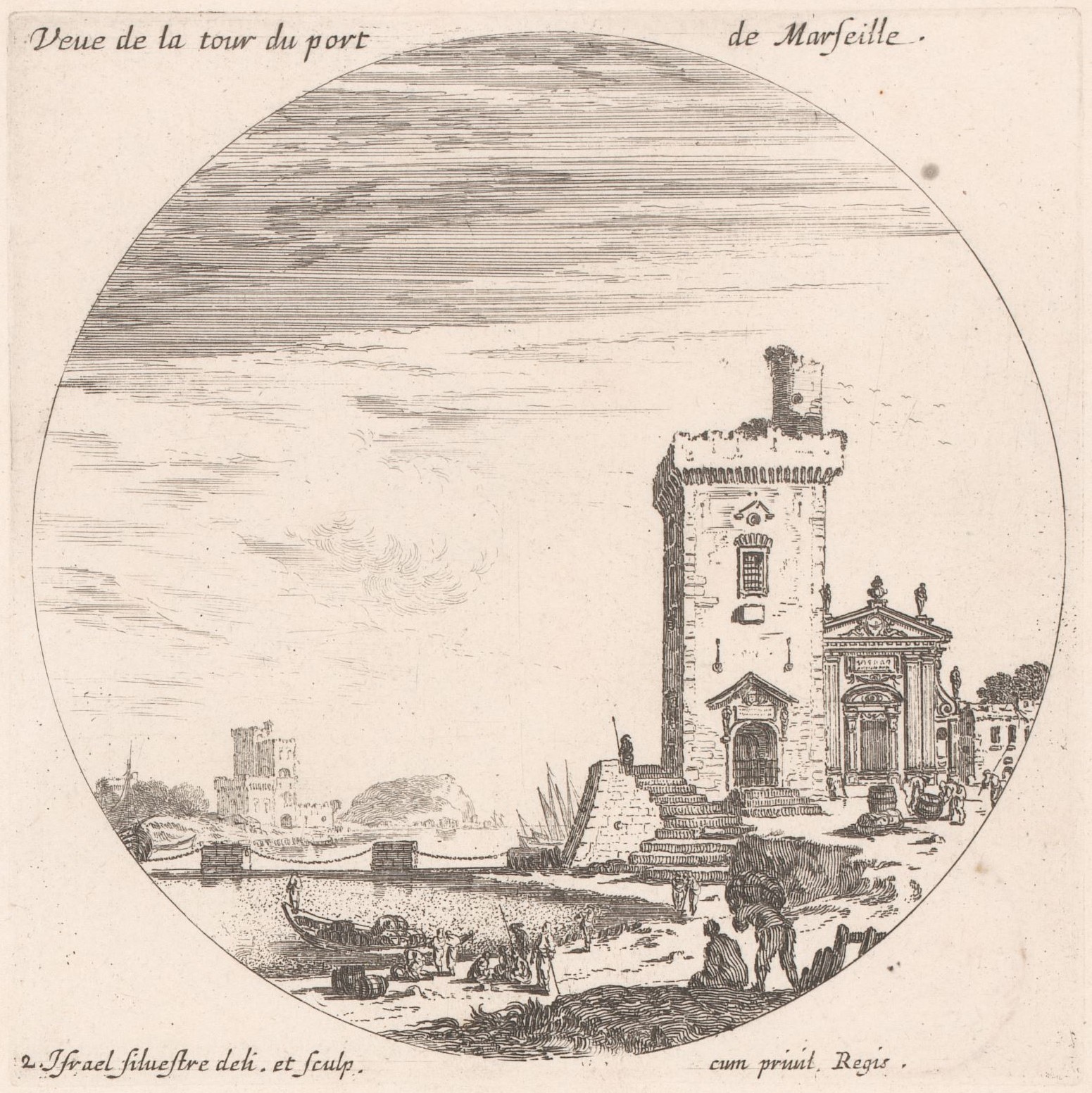Israël Silvestre : Veue de la tour du port de Marseille.