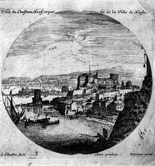 Israël Silvestre : Veüe du Chasteau Neuf, et partie de la Ville de Naple.