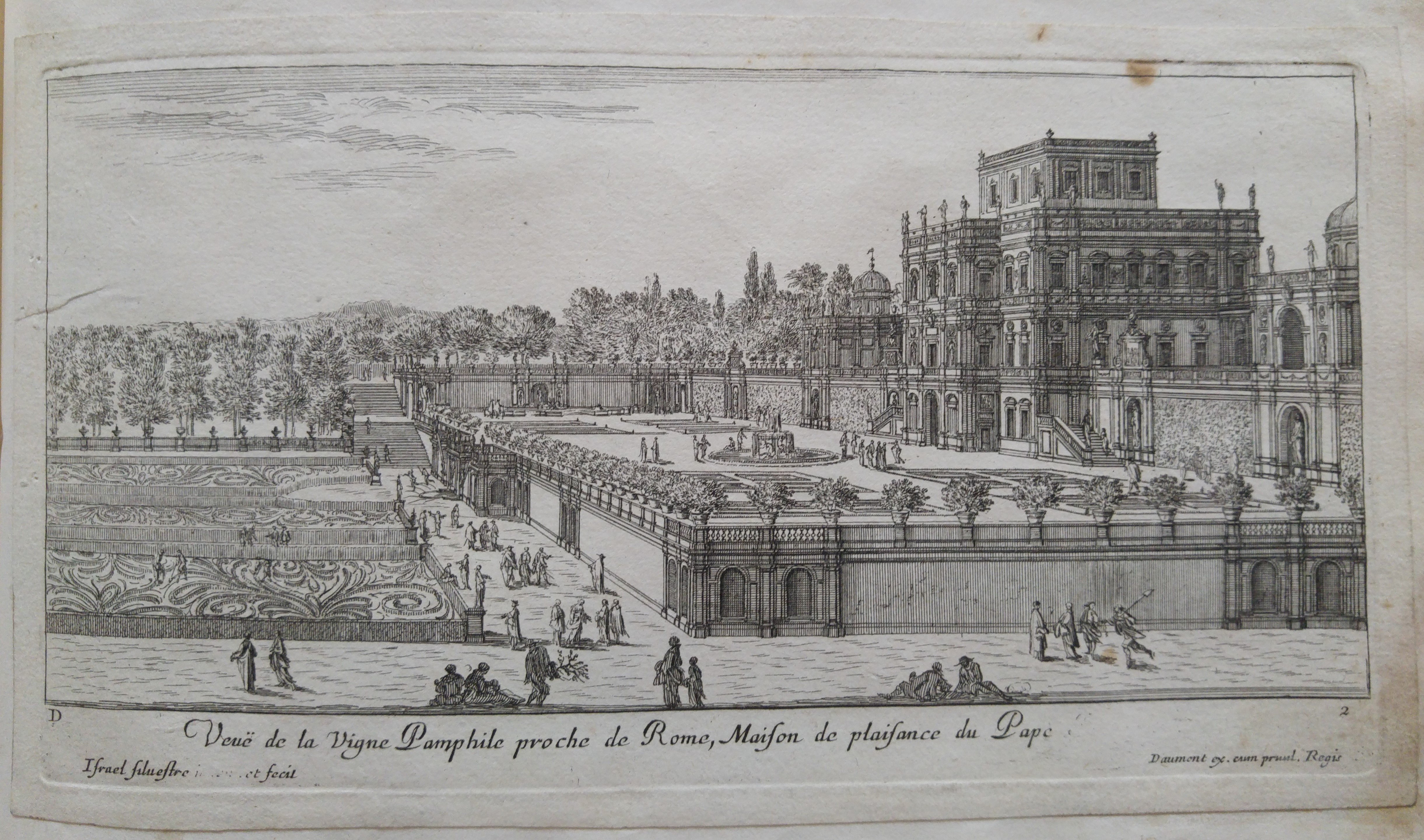 Israël Silvestre : Veuë de la Vigne Pamphile proche de Rome, Maison de plaisance du Pape Innocent.