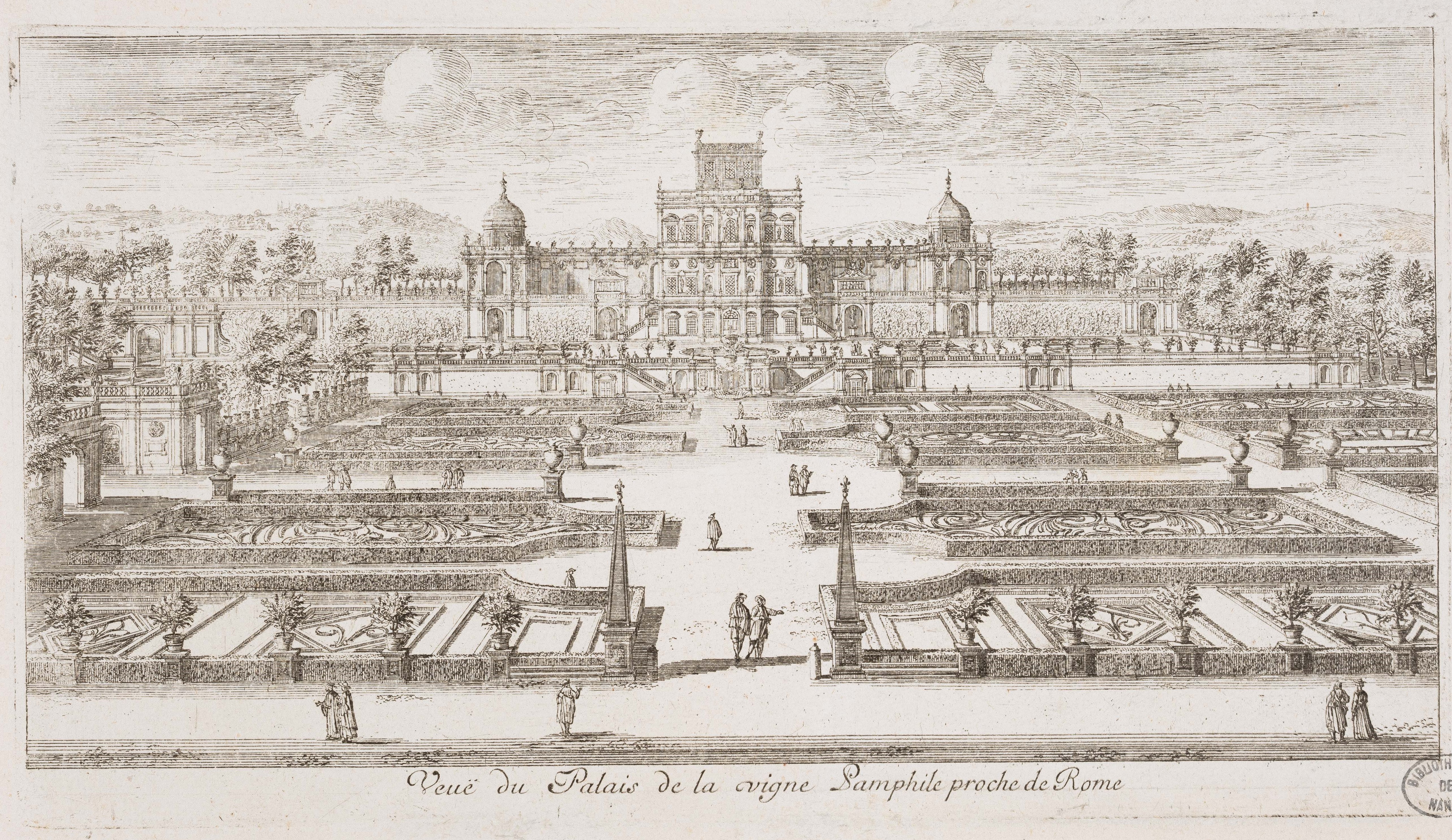 Israël Silvestre : Veuë du Palais de la vigne Pamphile proche de Rome