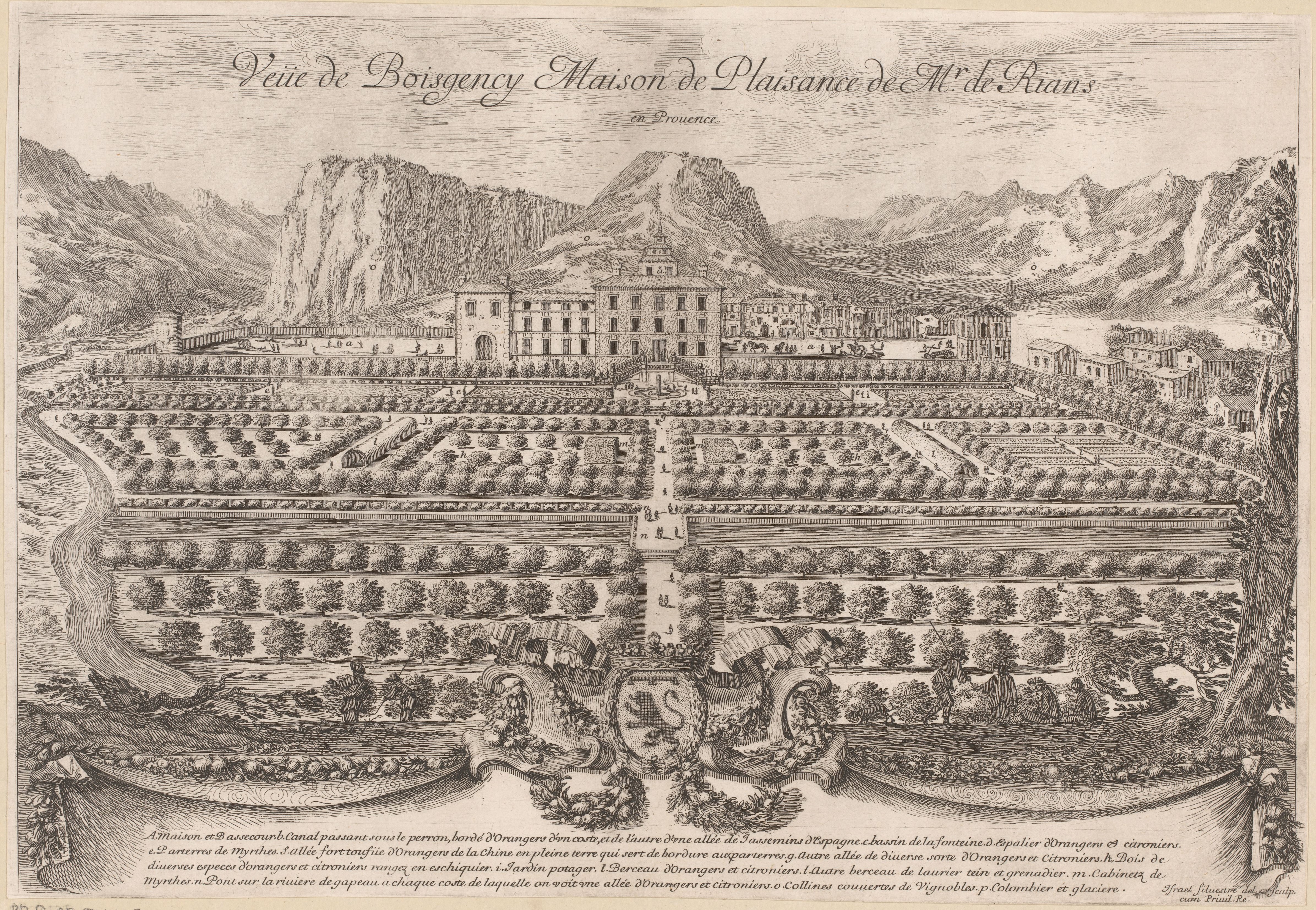 Israël Silvestre : Veüe de Boisgency Maison de Plaisance de Mr de Rians en Prouence.