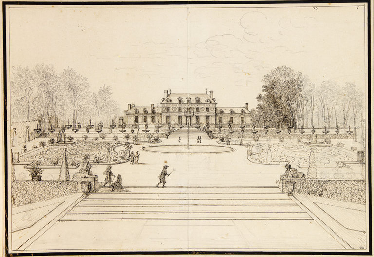 Israël Silvestre : Veüe et Perspective de la Maison scize a Brunay du côté du Jardin, a quatre lieües de Paris.