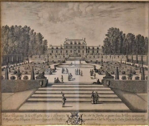 Israël Silvestre : Veüe et Perspective de la Maison scize a Brunay du côté du Jardin, a quatre lieües de Paris.