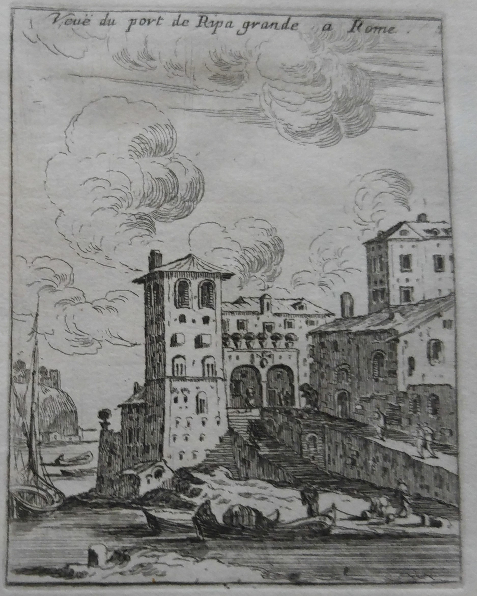 Israël Silvestre : Veuë du port Ripa grande a Rome. (En haut.)