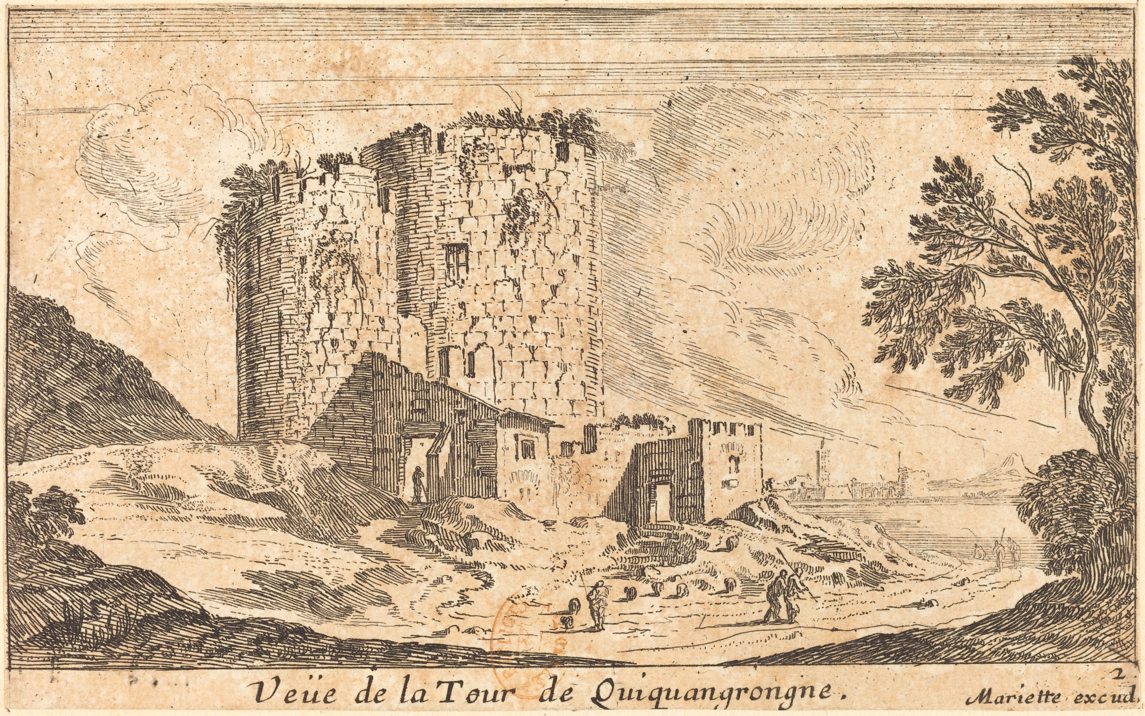 Israël Silvestre : Veüe de la Tour de Quiquangrongne. (Cette tour était près de Bourbon l