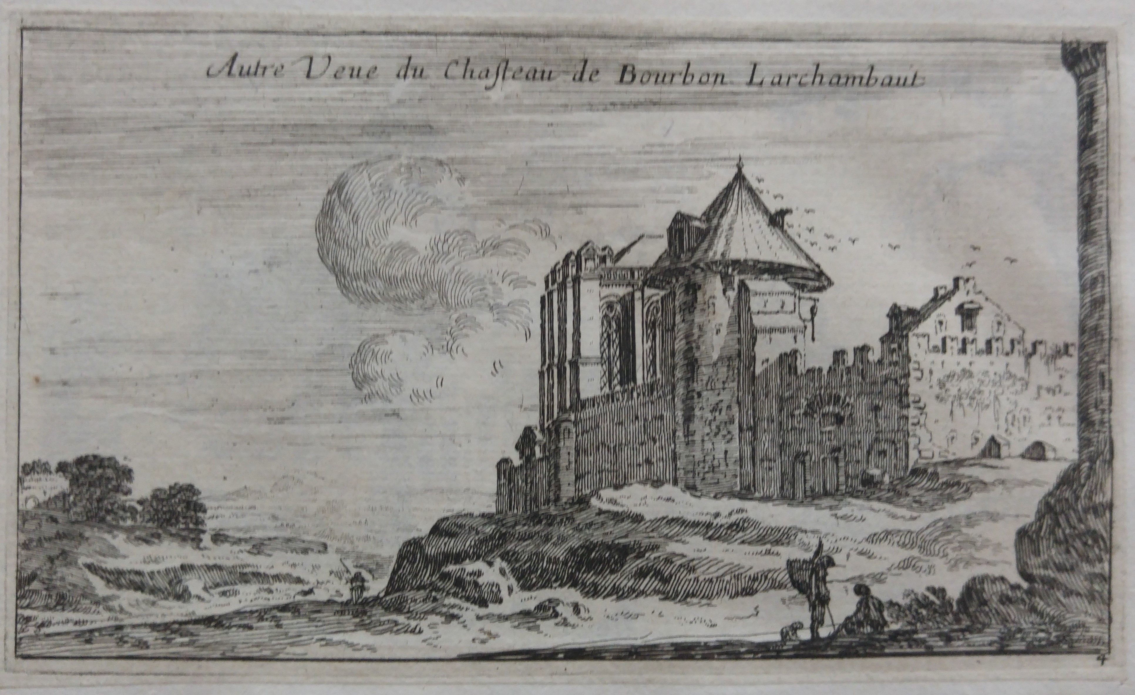 Israël Silvestre : Autre Veue du Chasteau de Bourbon Larchambaut. (En haut.)