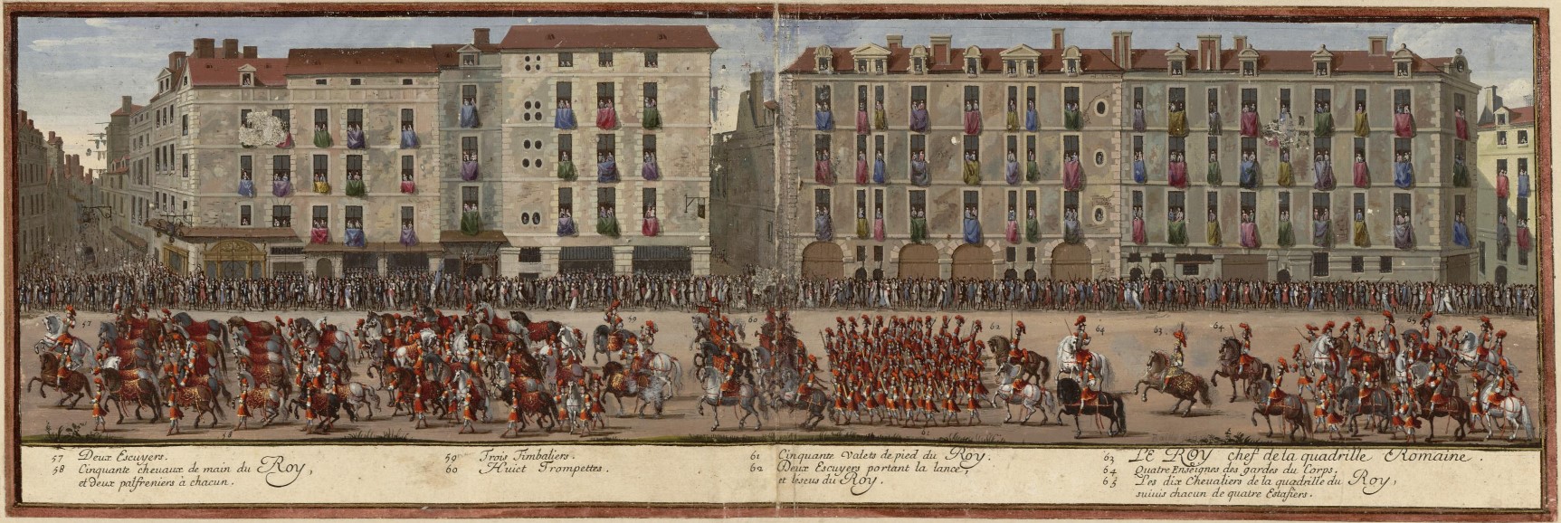 Israël Silvestre : Marche des Mareschaux de Camp - Planche 3 : Quadrille Romaine : le Roy