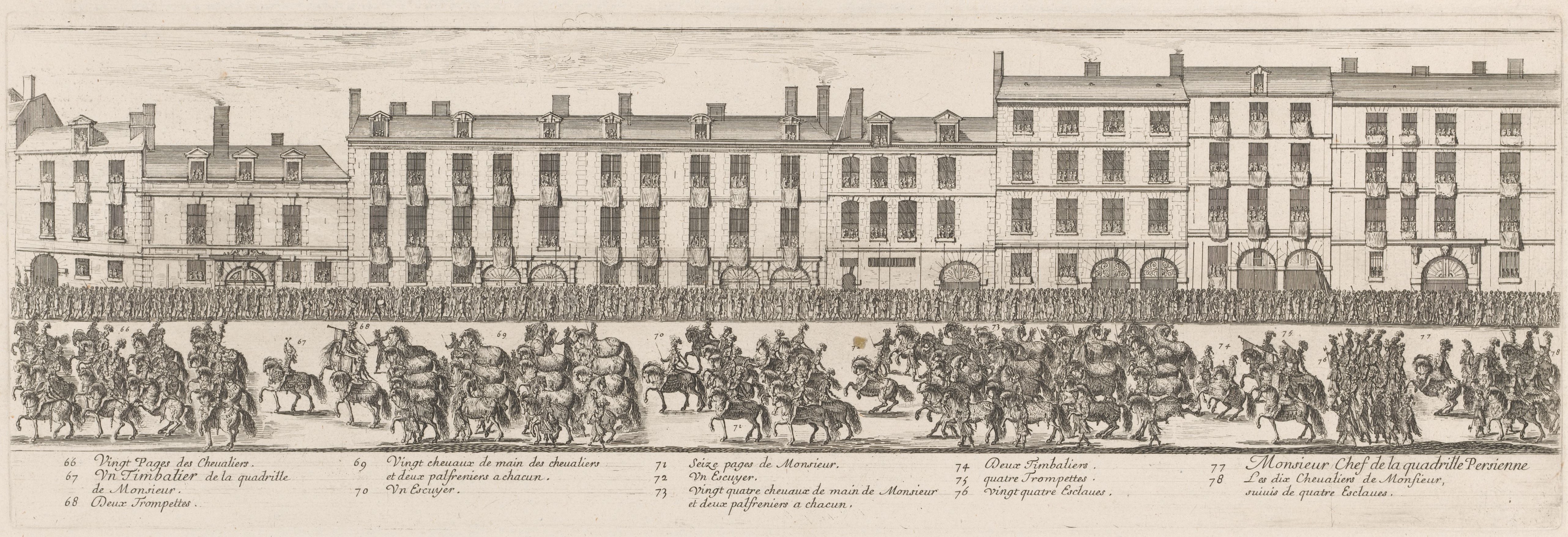 Israël Silvestre : Marche des Mareschaux de Camp - Planche 4 : Quadrille Persane : Monsieur.