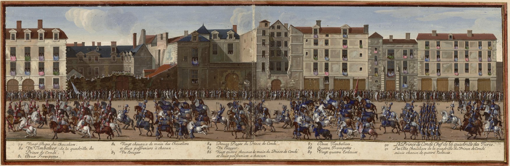 Israël Silvestre : Marche des Mareschaux de Camp - Planche 5 : Quadrille Turque : Le prince de Condé.