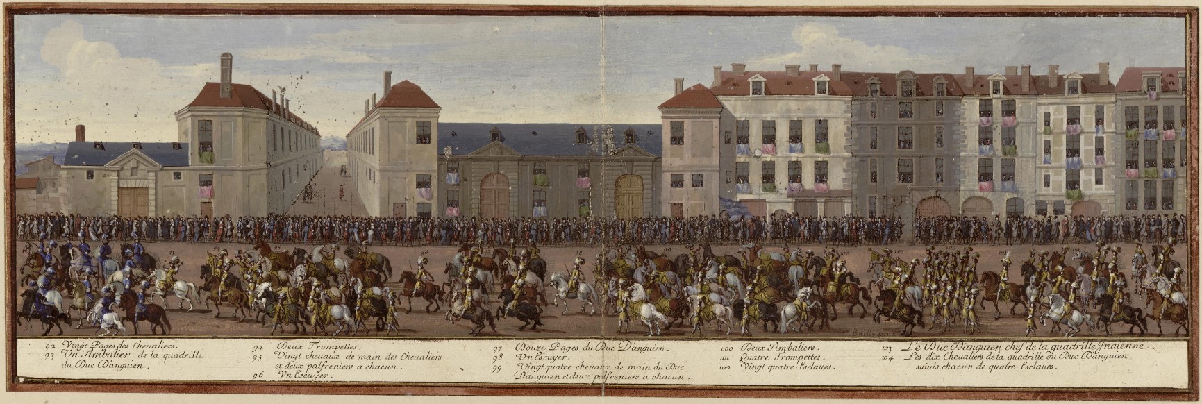 Israël Silvestre : Marche des Mareschaux de Camp - Planche 6 : Quadrille Indienne : Le duc d