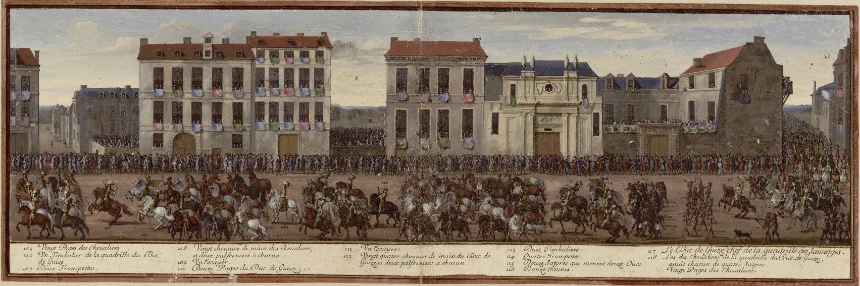 Israël Silvestre : Marche des Mareschaux de Camp - Planche 7 : Quadrille des Sauvages d