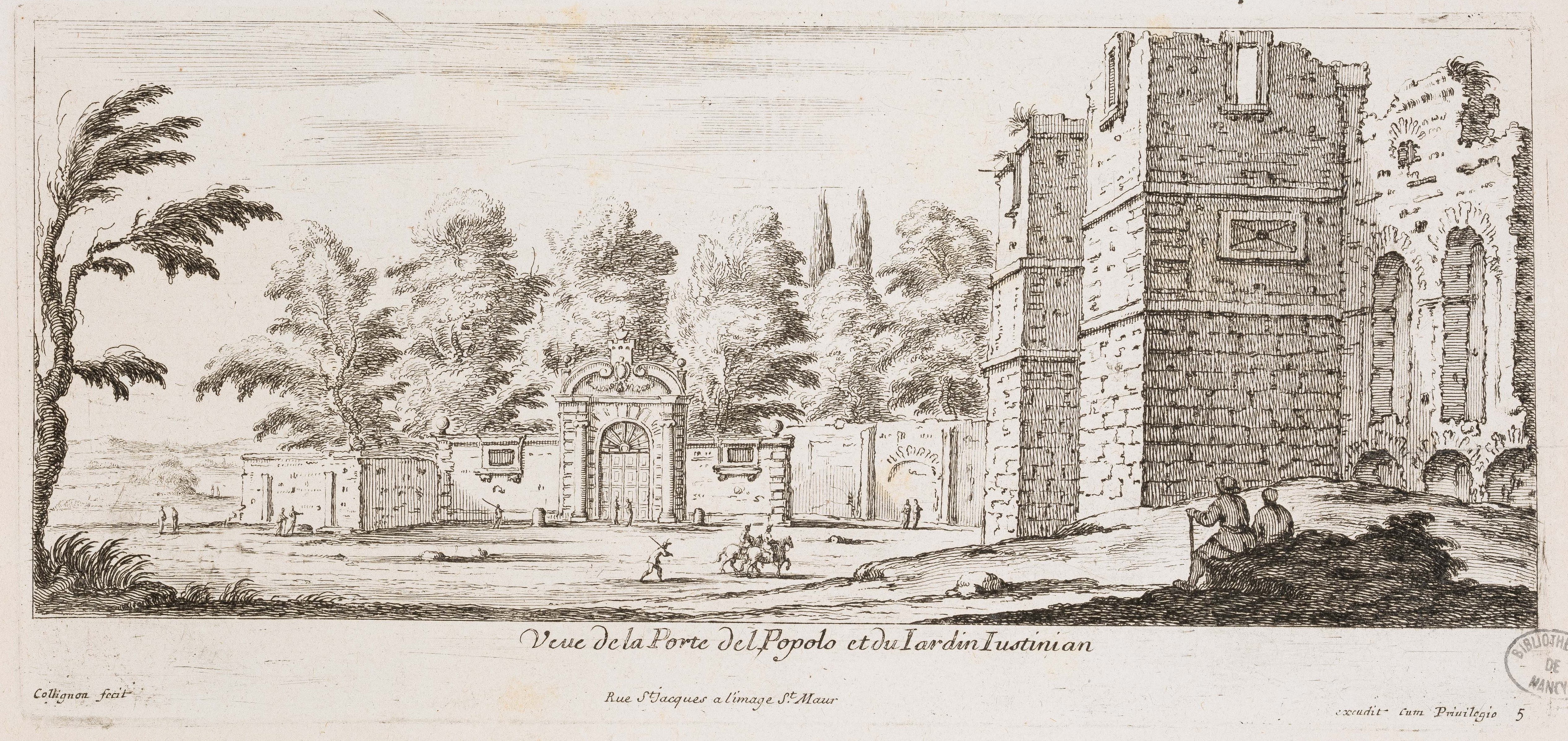 Israël Silvestre : Veue de la Porte del Popolo et du Jardin Justinian