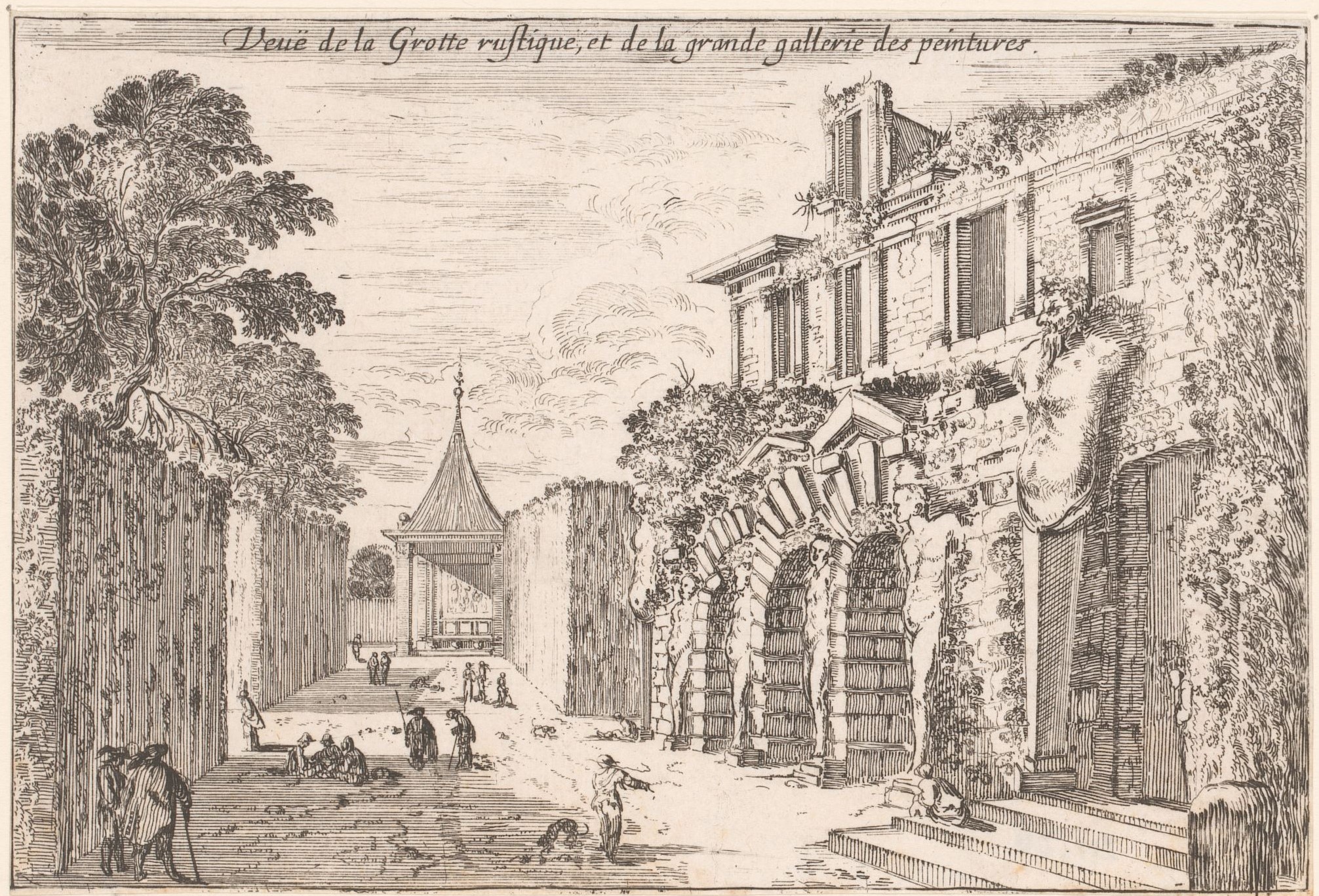 Israël Silvestre : Veuë de la Grotte rustique, et de la grande gallerie des peintures. (en haut).