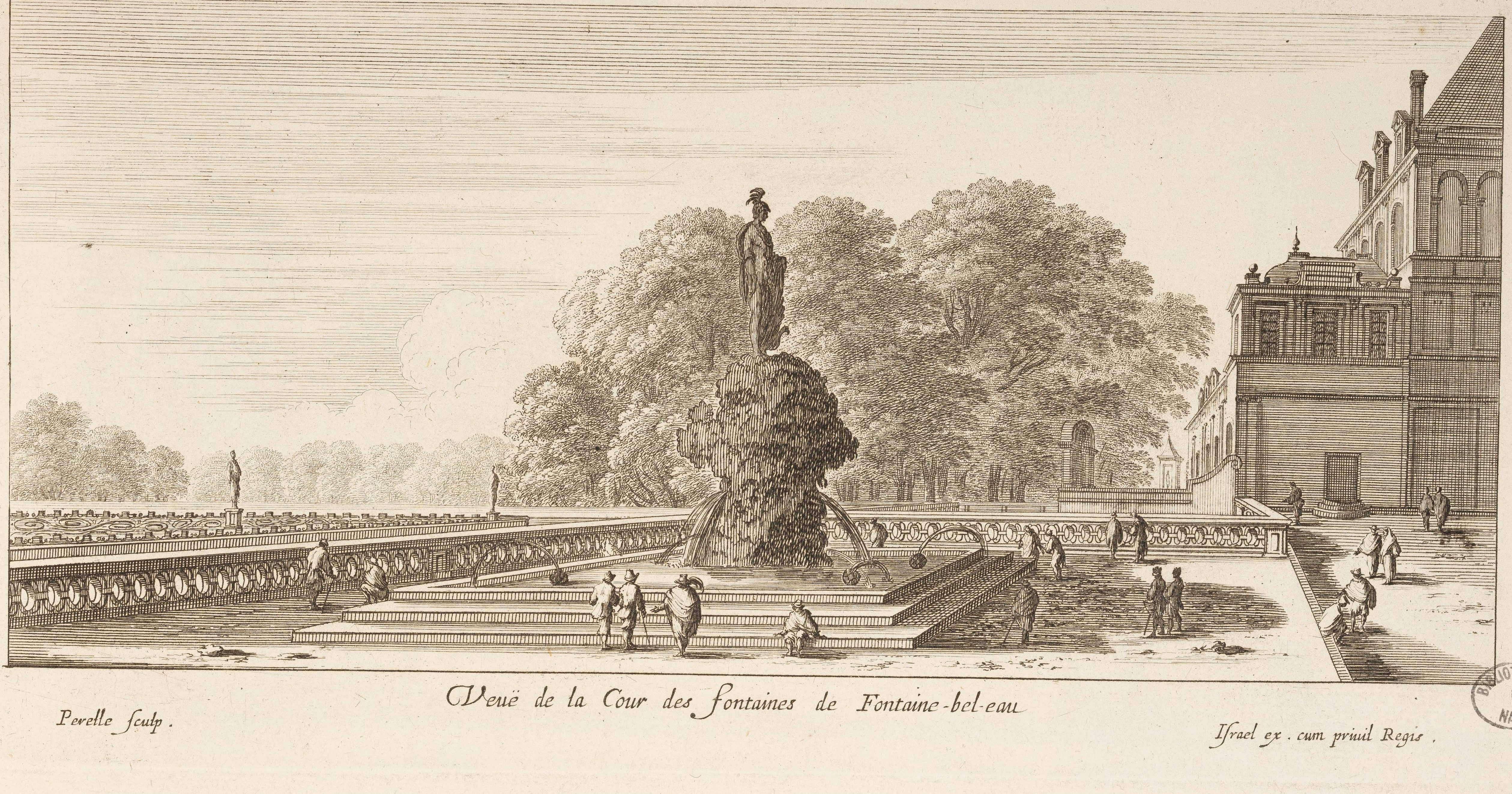 Israël Silvestre : Veuë de la Cour des fontaines de Fontaine-bel-Eau (et de la fontaine de Persée.)