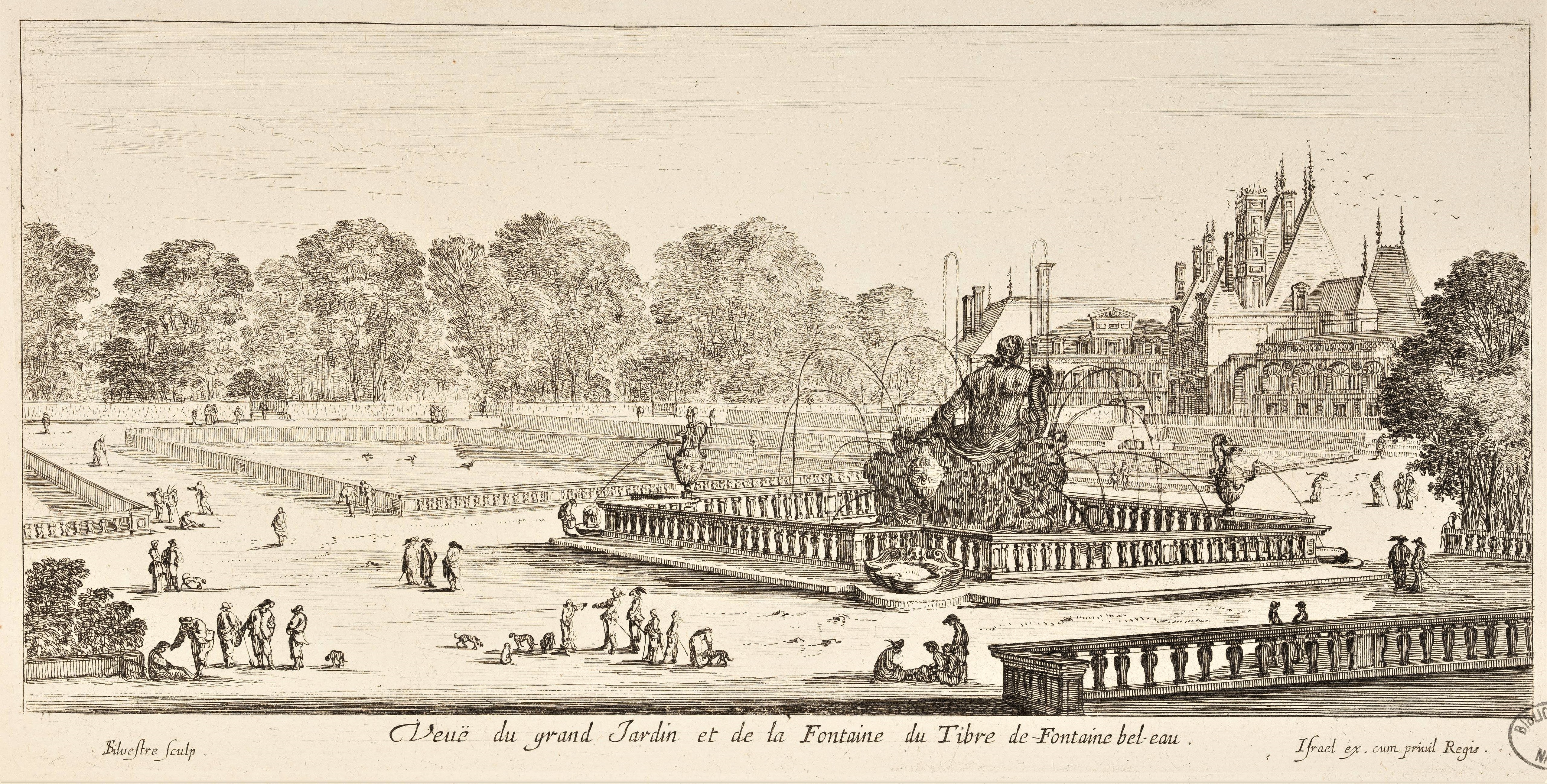 Israël Silvestre : Veuë du grand Jardin et de la Fontaine du Tibre de Fontaine bel-eau.