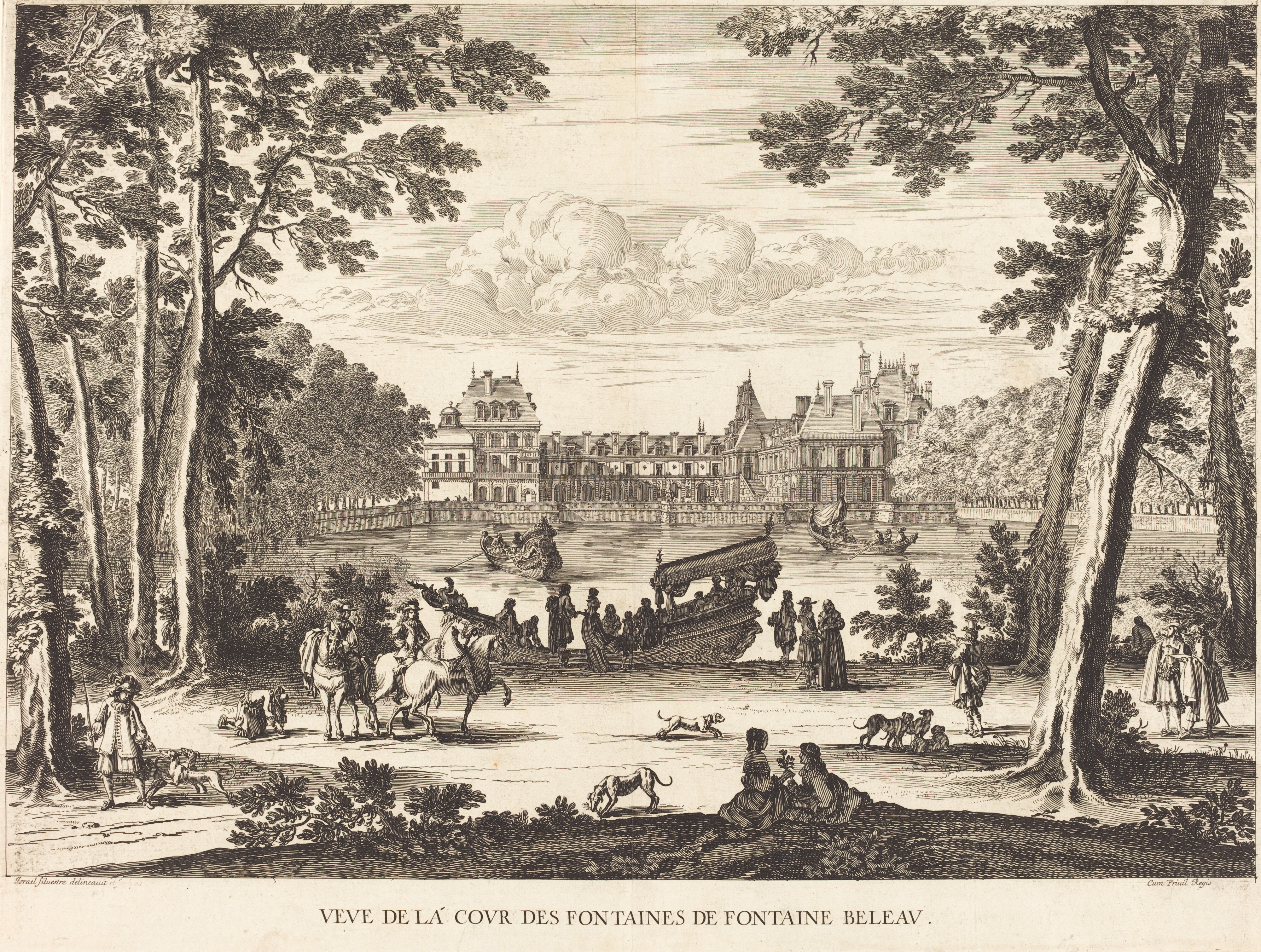 Israël Silvestre : Veve de la cour des fontaines de Fontaine Beleau.