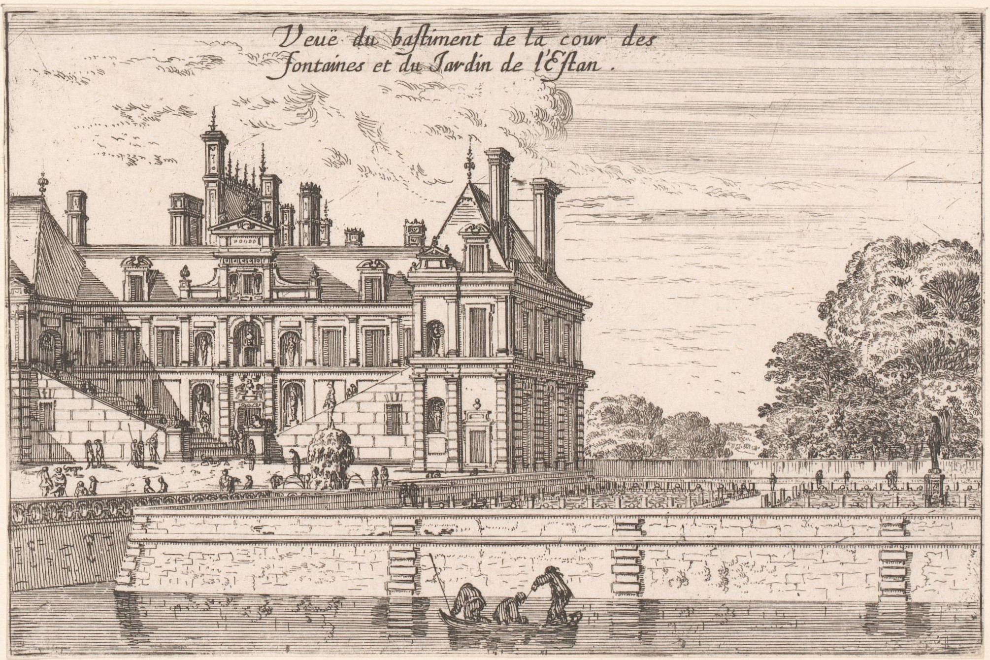 Israël Silvestre : Veuë du bastiment de la cour des fontaines et du Jardin de l