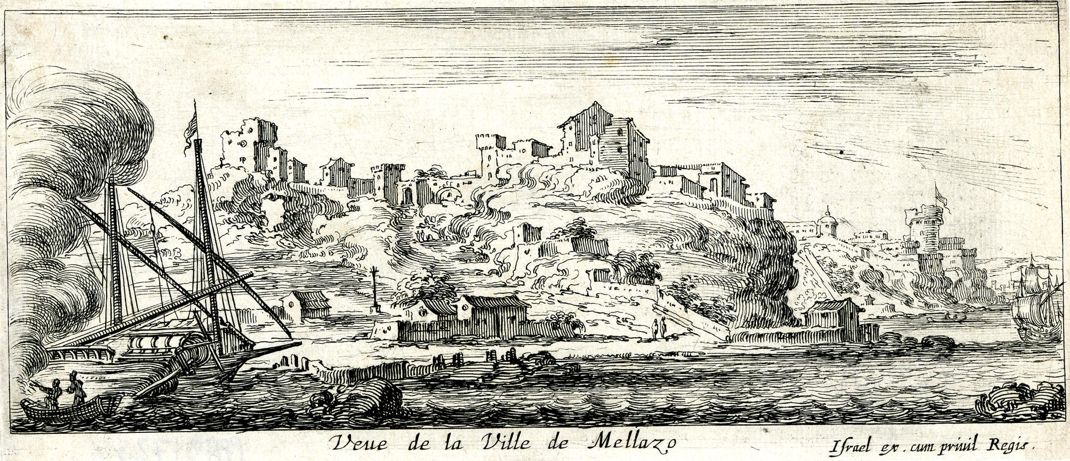Israël Silvestre : Veue de la Ville de Mellazo (En Sicile.)