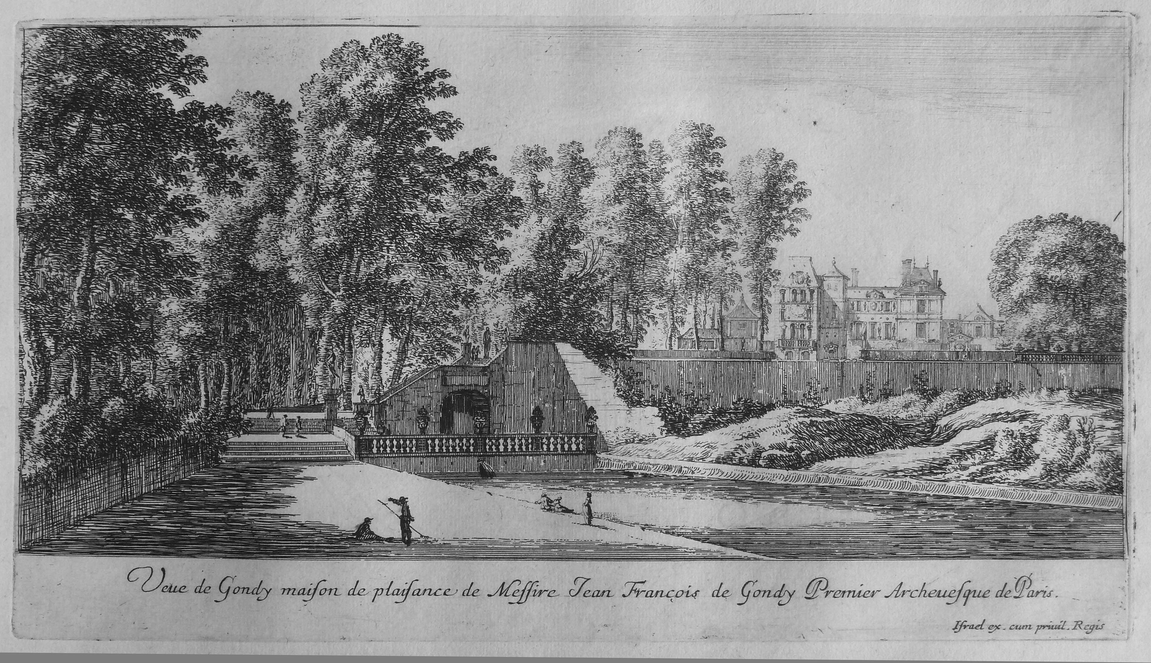 Israël Silvestre : Veue de Gondy maison de plaisance de Messire Jean Franèois de Gondy Premier Archeuesque de Paris.