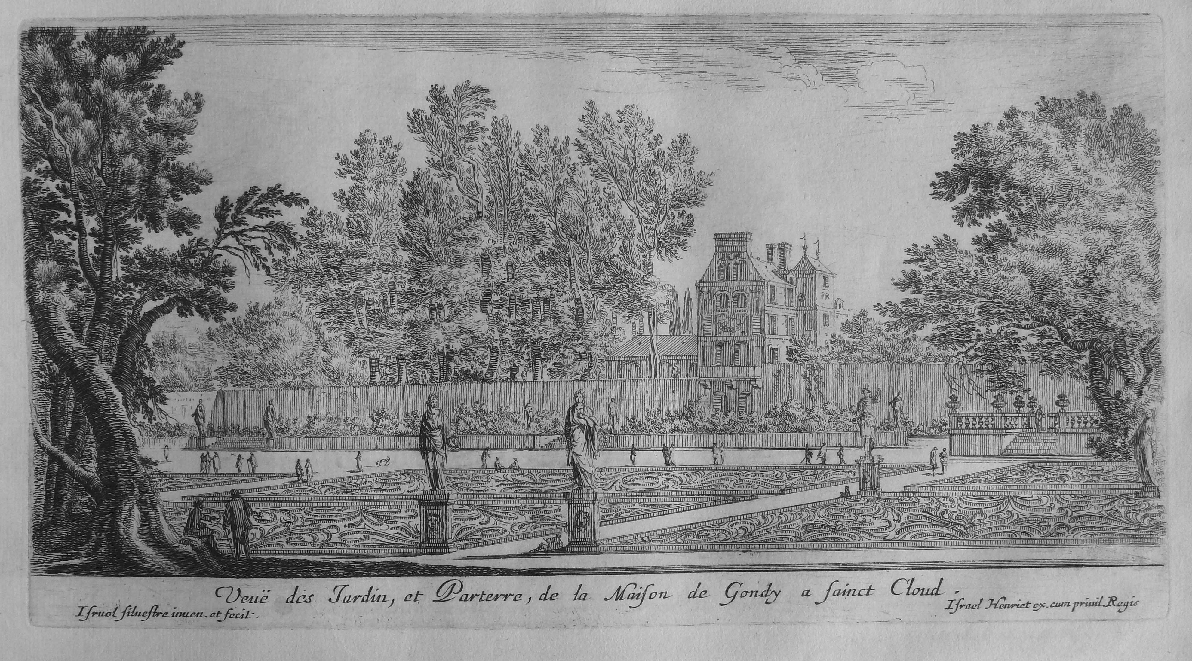Israël Silvestre : Veuë des Jardin, et Parterre, de la Maison de Gondy a sainct Cloud.