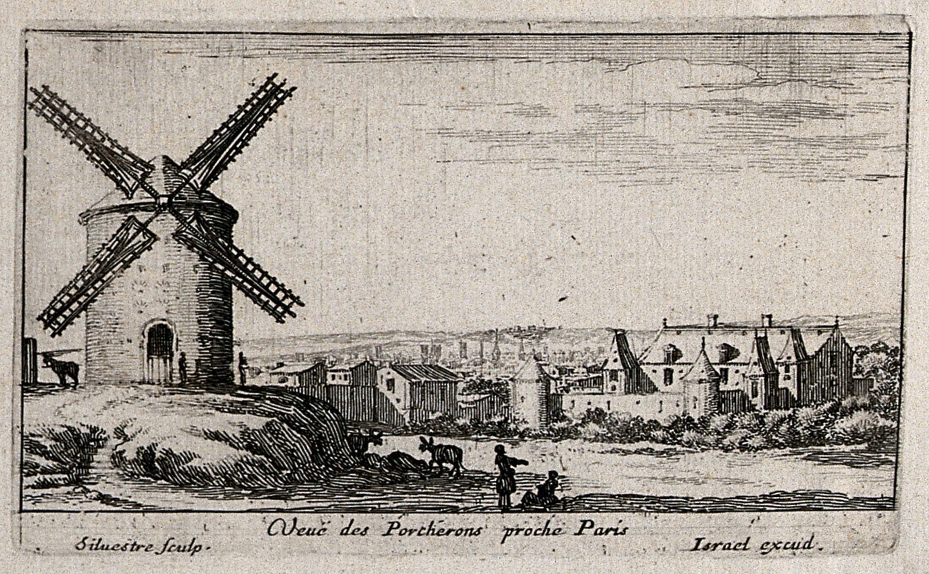 Israël Silvestre : Veuë des Porcherons proche Paris.